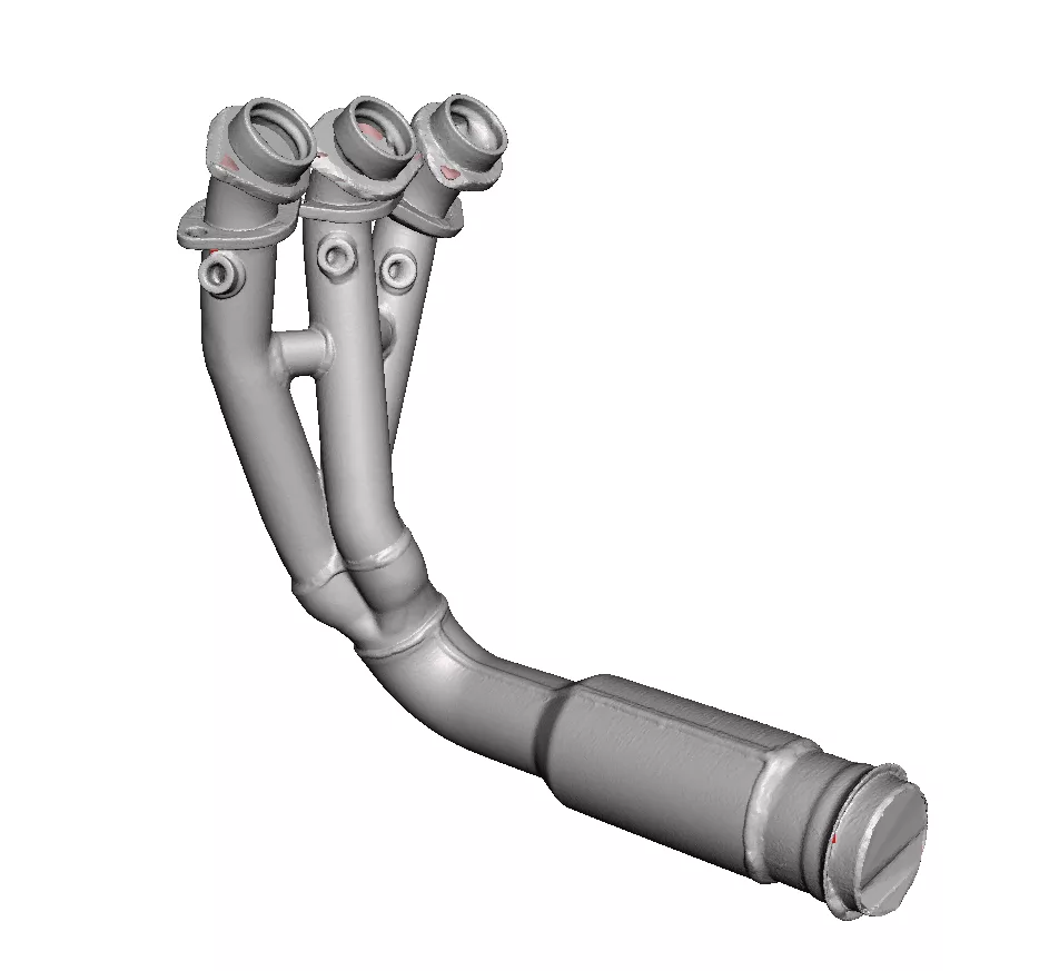 Modelo 3D de colector de escape de moto